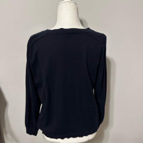 Vince Navy Blue Tie Waist Front Cotton Sweater Small - Picture 12 of 12